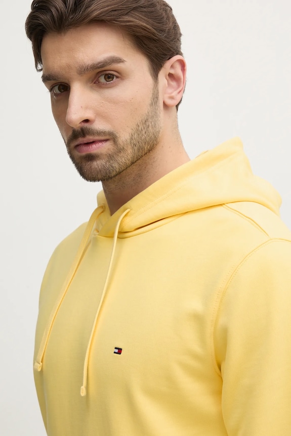 Tommy Hilfiger Hanorac cu glugă pentru bărbați din bumbac galben MW0MW37235