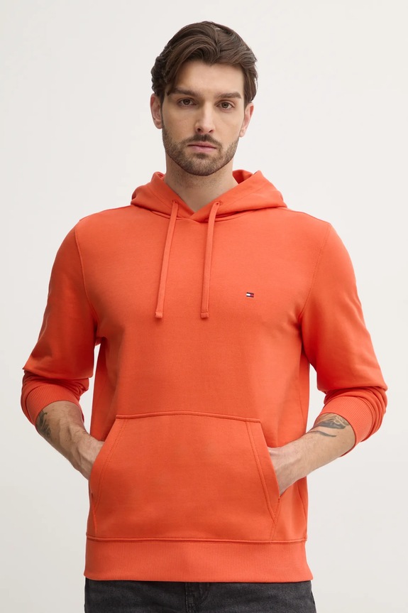 Tommy Hilfiger hanorac cu glugă bărbătesc bumbac melanj portocaliu MW0MW37235