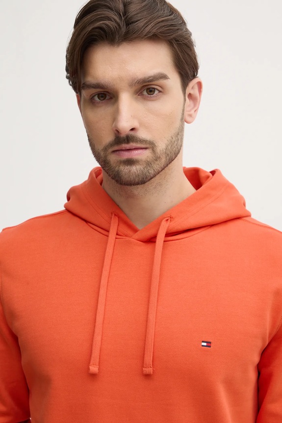 Tommy Hilfiger hanorac cu glugă bărbătesc bumbac portocaliu MW0MW37235