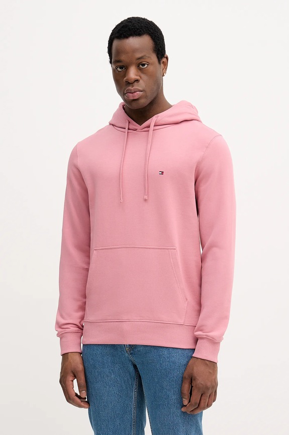 Tommy Hilfiger hanorac cu glugă bărbătesc din bumbac roz MW0MW37235