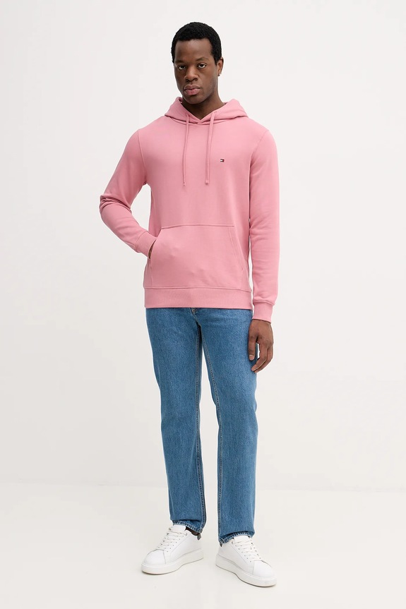 Tommy Hilfiger hanorac cu glugă bărbătesc din bumbac MW0MW37235 roz SS26