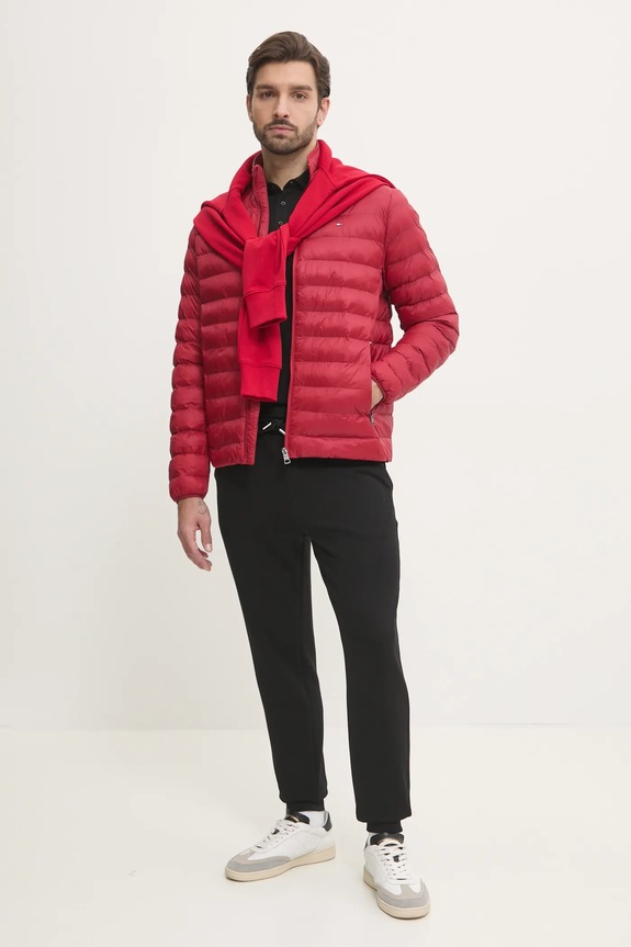 Tommy Hilfiger mikina s kapucí pánská bavlněná MW0MW37235 červená SS26
