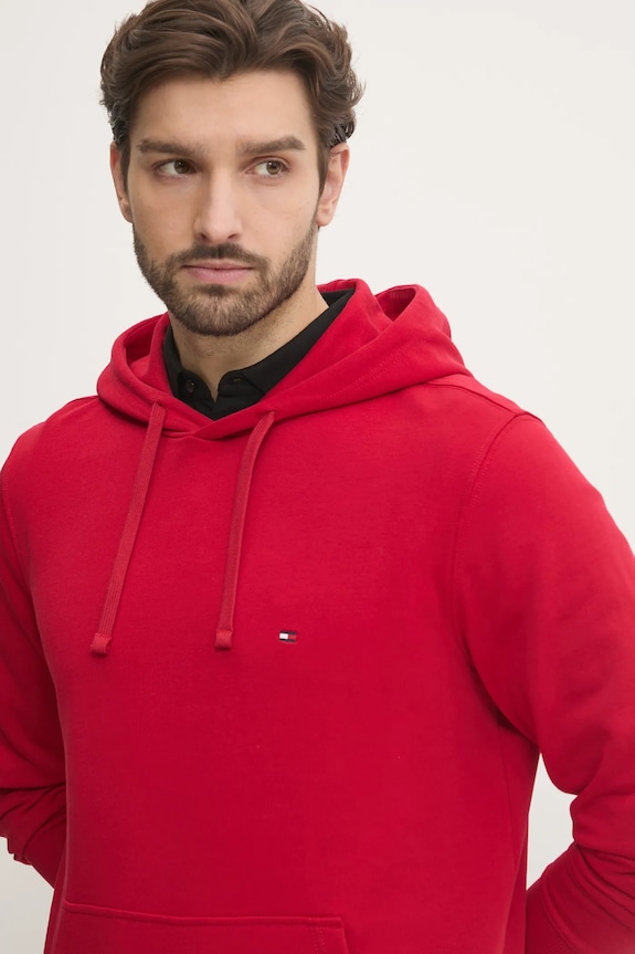 Tommy Hilfiger mikina s kapucí pánská bavlněná červená MW0MW37235
