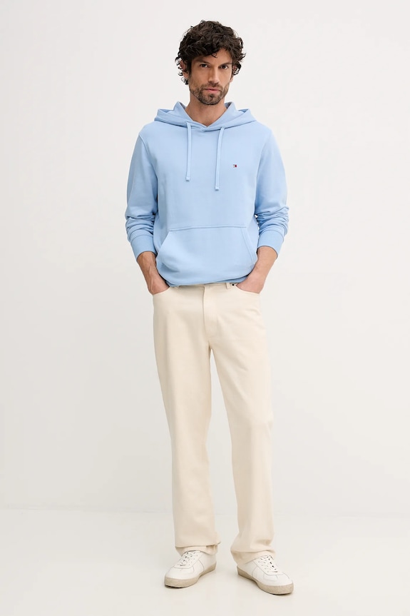 Tommy Hilfiger hanorac cu glugă bărbătesc din bumbac MW0MW37235 albastru SS26