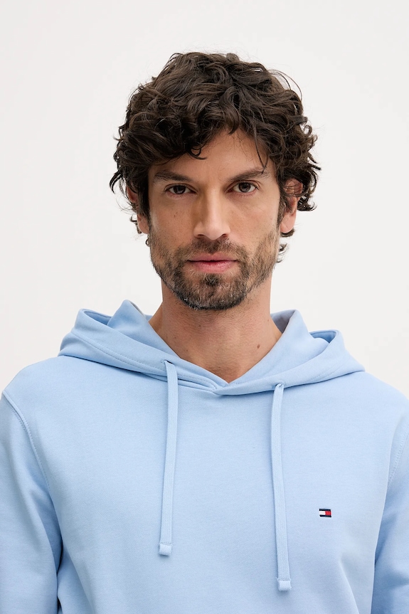 Tommy Hilfiger hanorac cu glugă bărbătesc din bumbac albastru MW0MW37235