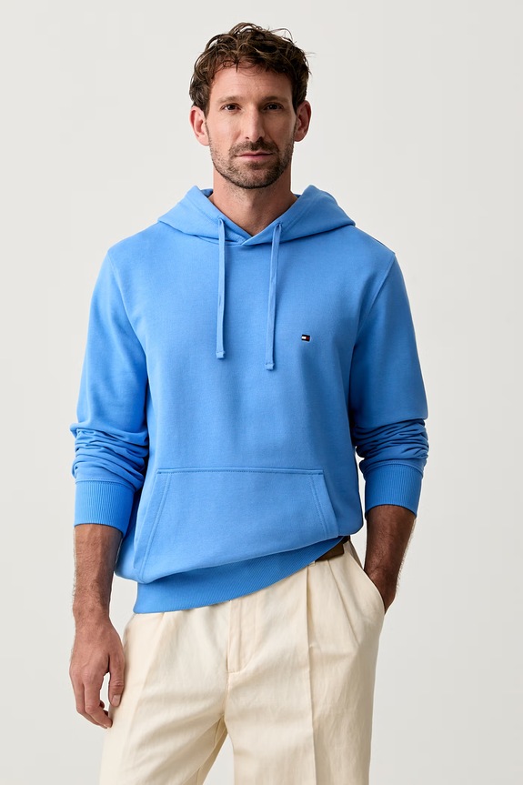 Tommy Hilfiger bluza z kapturem męska bawełniana niebieski MW0MW37235