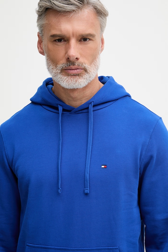 Tommy Hilfiger hanorac cu glugă bărbătesc din bumbac albastru MW0MW37235