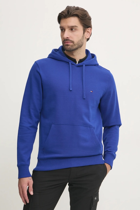 Tommy Hilfiger dukserica sa kapuljačom za muškarce od pamuka bez uzorka plava MW0MW37235
