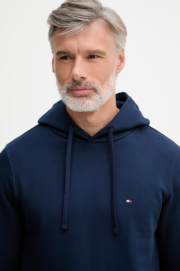 Tommy Hilfiger Hanorac cu glugă de bărbați din bumbac bleumarin MW0MW37235
