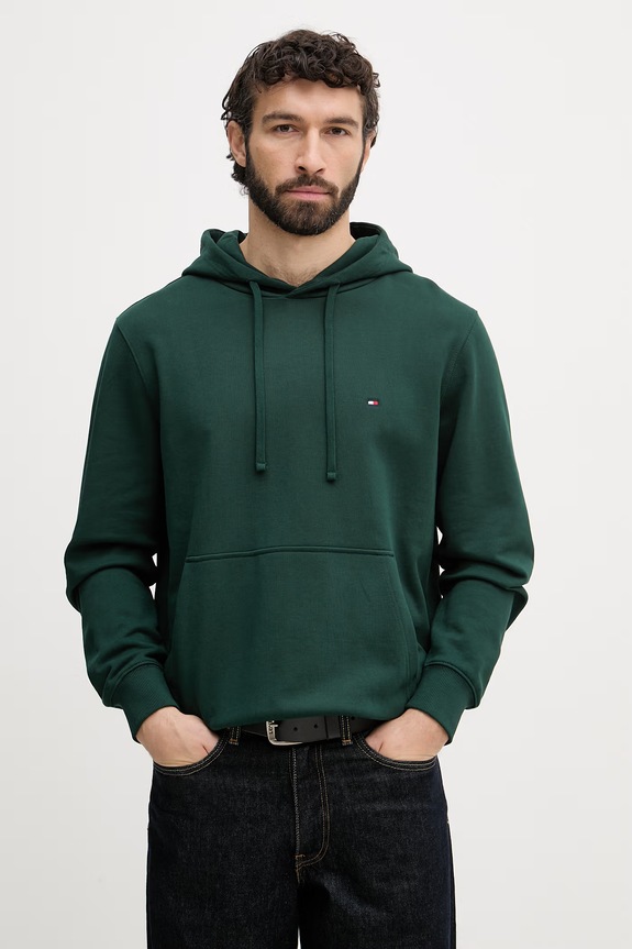 Tommy Hilfiger mikina s kapucňou pánska bavlnená zelená MW0MW37235
