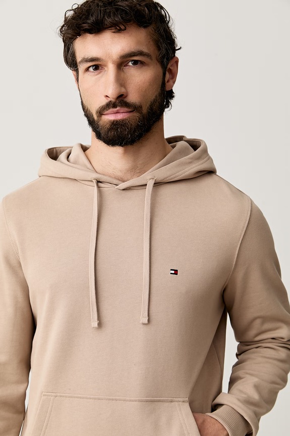 Tommy Hilfiger bluza z kapturem męska bawełniana beżowy MW0MW37235
