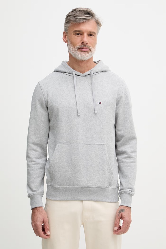 Tommy Hilfiger hanorac cu glugă bărbătesc din bumbac gri MW0MW37235