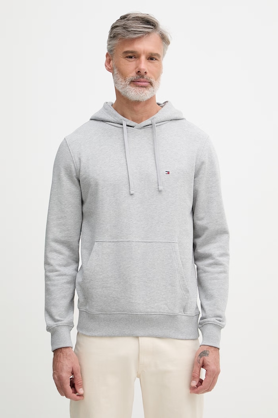 Tommy Hilfiger hanorac cu glugă bărbătesc din bumbac gri MW0MW37235