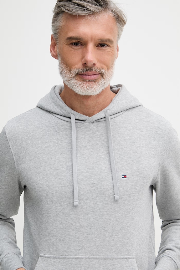 Tommy Hilfiger hanorac cu glugă bărbătesc din bumbac gri MW0MW37235