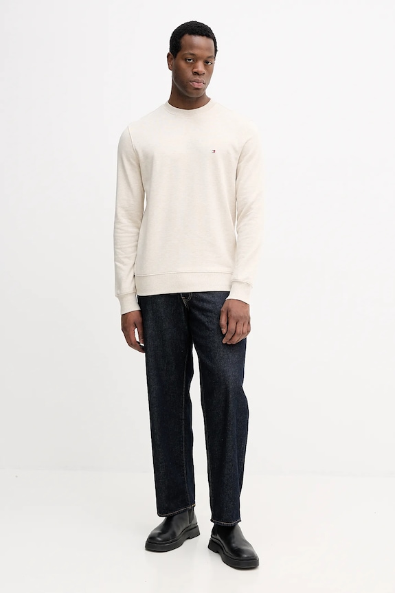 Tommy Hilfiger mikina pánska bavlnená MW0MW37237 béžová SS26