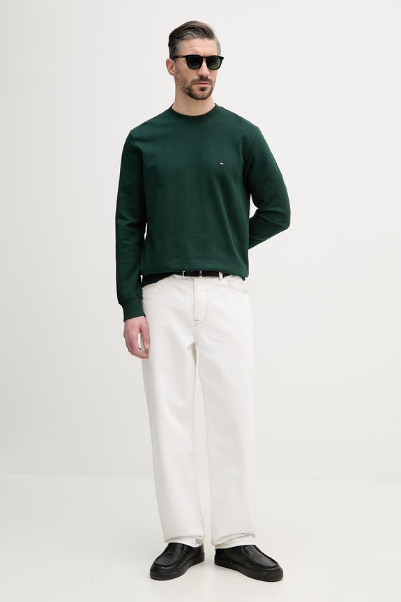 Tommy Hilfiger mikina pánska bavlnená MW0MW37237 zelená SS26