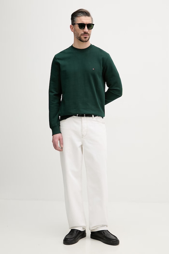 Tommy Hilfiger mikina pánska bavlnená MW0MW37237 zelená SS26