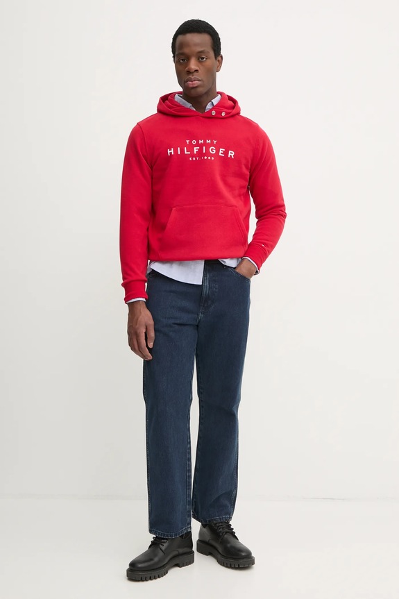 Mikina Tommy Hilfiger MW0MW37455 červená SS25