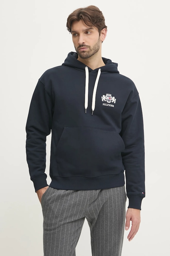 Tommy Hilfiger bluza bawełniana z kapturem granatowy MW0MW37462