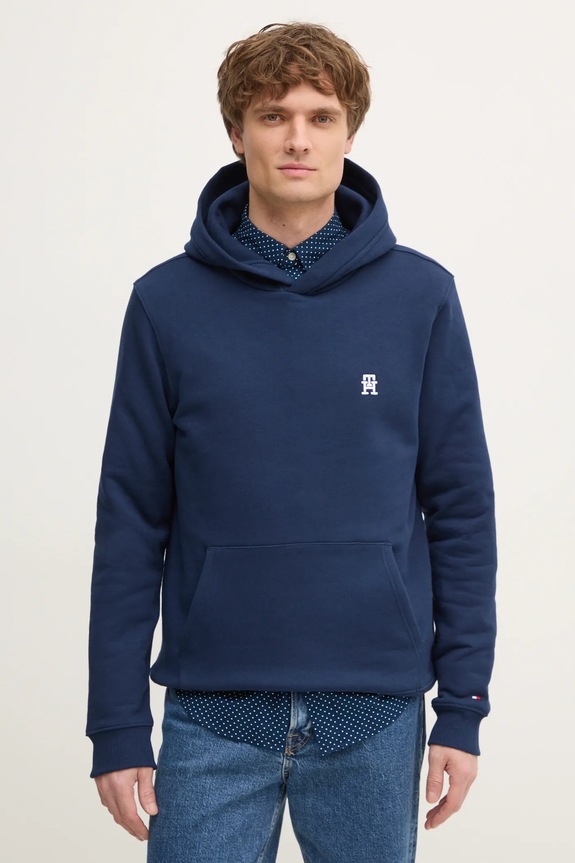 Tommy Hilfiger hanorac de bumbac uni bleumarin MW0MW37469