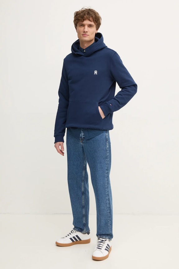 Tommy Hilfiger hanorac de bumbac MW0MW37469 bleumarin SS25