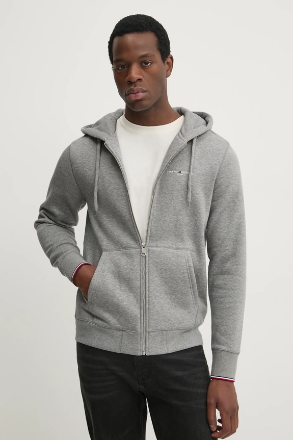 Dukserica Tommy Hilfiger bez uzorka siva MW0MW37687