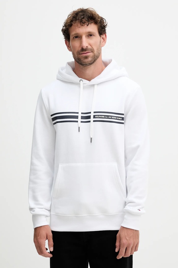 Mikina Tommy Hilfiger s kapucňou biela MW0MW38332