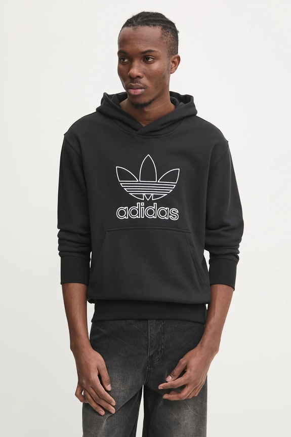 Бавовняна кофта adidas Originals OUTL TREF HDY JP1079 чорний SS25