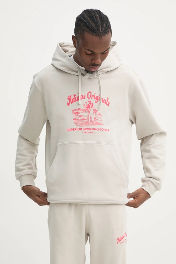 adidas Originals hanorac de bumbac Wabash print bej JD0670