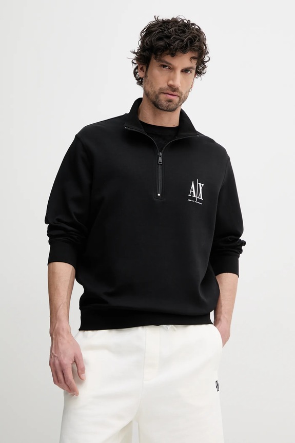Armani Exchange bluza rozpinana męska bawełniana aplikacja czarny XM000370.AF10818.NOS