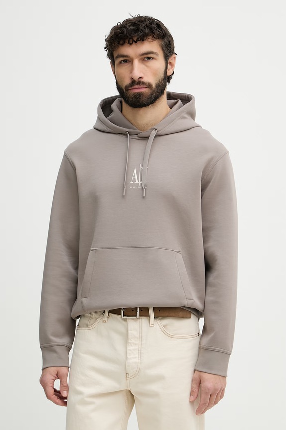 Armani Exchange mikina s kapucňou pánska s bavlnou hnedá XM000369.AF10818.NOS
