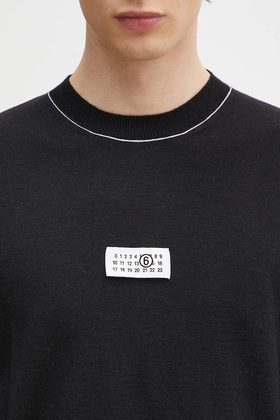Μάλλινο πουλόβερ MM6 Maison Margiela μαύρο SH0HL0017