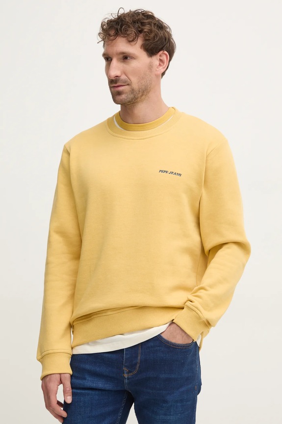 Pepe Jeans bluză DAMIAN CREW uni galben PM582754