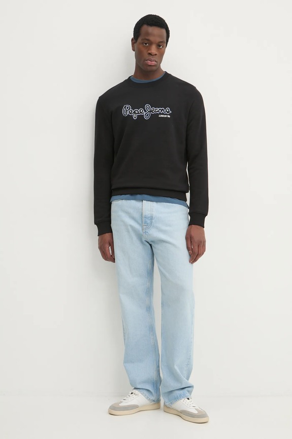 Pamučna dukserica Pepe Jeans DORIAN CREW PM582757 crna SS25