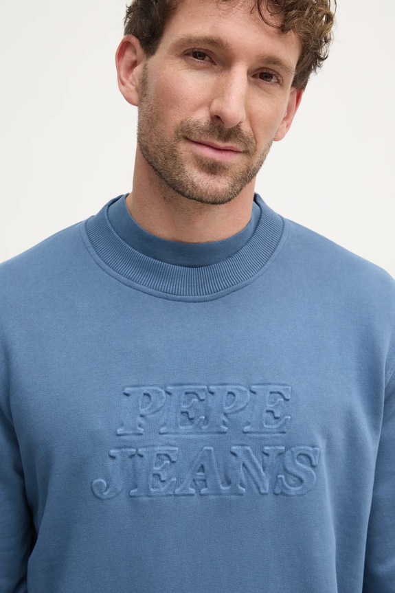 Pepe Jeans bluza bawełniana DARIUS CREW niebieski PM582760