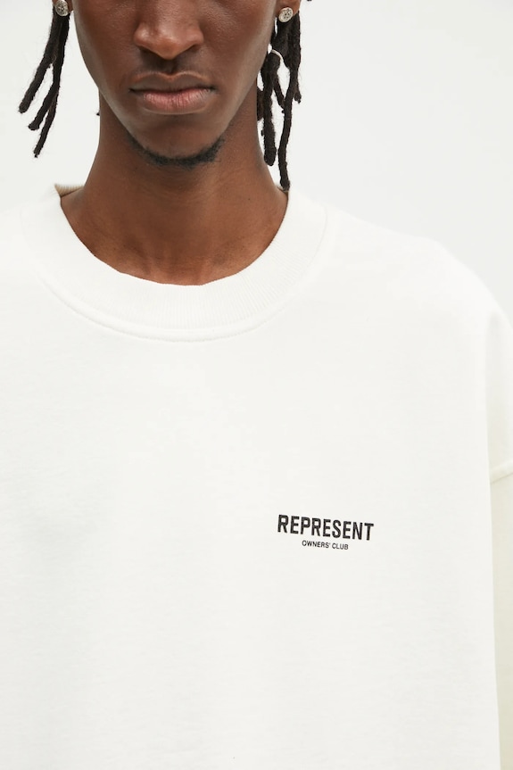 Памучен суичър Represent Owners Club Sweater бежов OCM41115.072