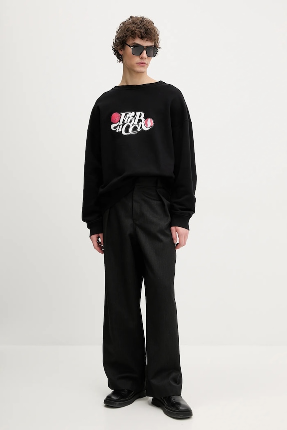 Βαμβακερή μπλούζα Fiorucci Curly Lollipop Logo Relaxed Fit Sweatshirt U02SPSCR188CJ05BK02 μαύρο SS25
