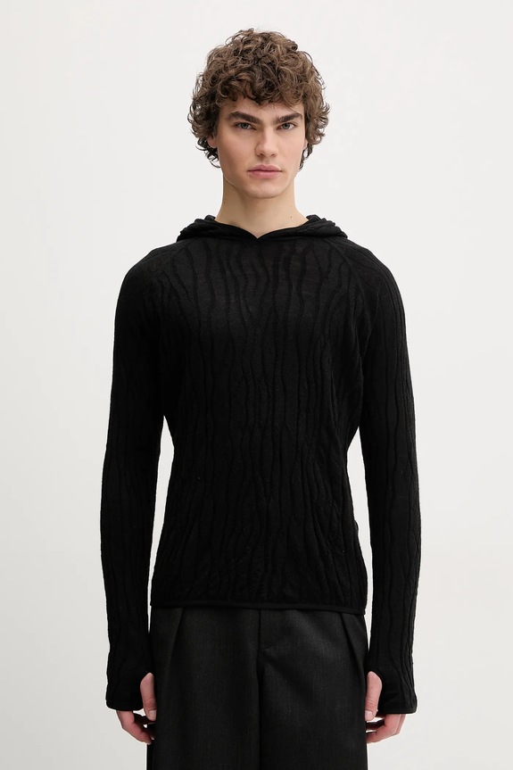 Μάλλινο πουλόβερ Heliot Emil μαλλί μαύρο SS25.M.07.070.BLK01