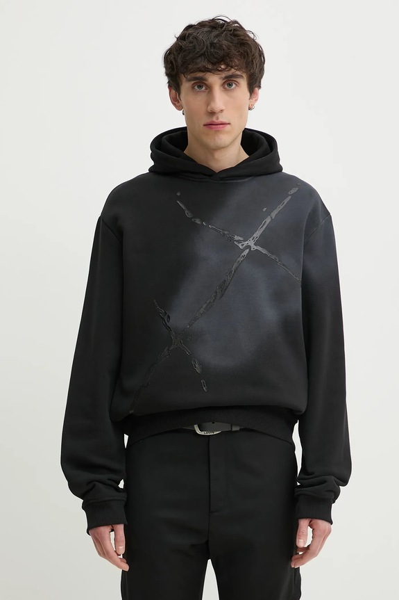 Βαμβακερή μπλούζα Heliot Emil στάμπα γκρί SS25.M.08.072.BLK01