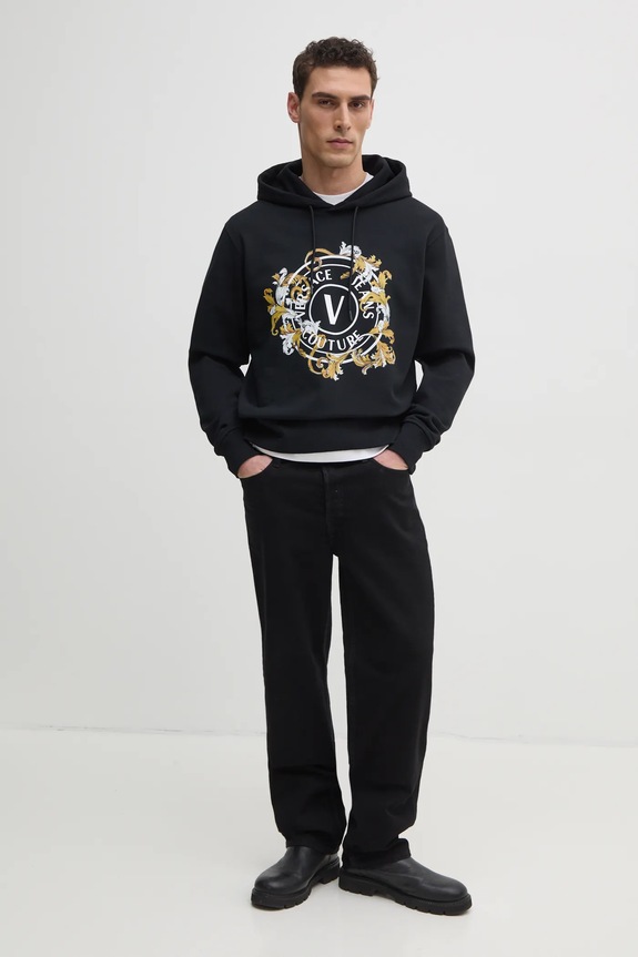 Bavlněná mikina Versace Jeans Couture 78GAIC01.CF00C černá SS25