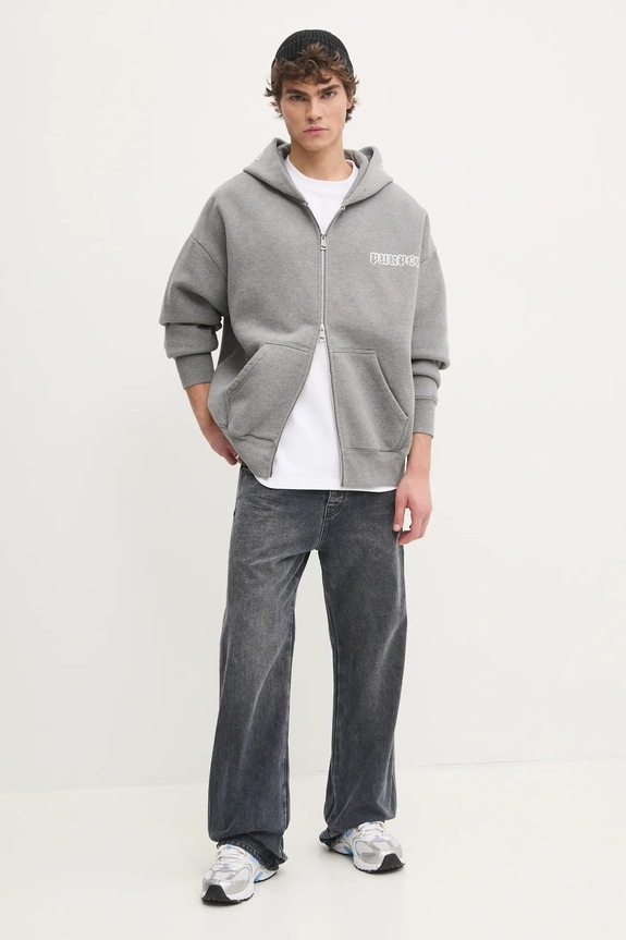 PURPLE BRAND hanorac de bumbac HWT FLEECE ZIP FRONT HOODY P460.HHGG125 gri SS25