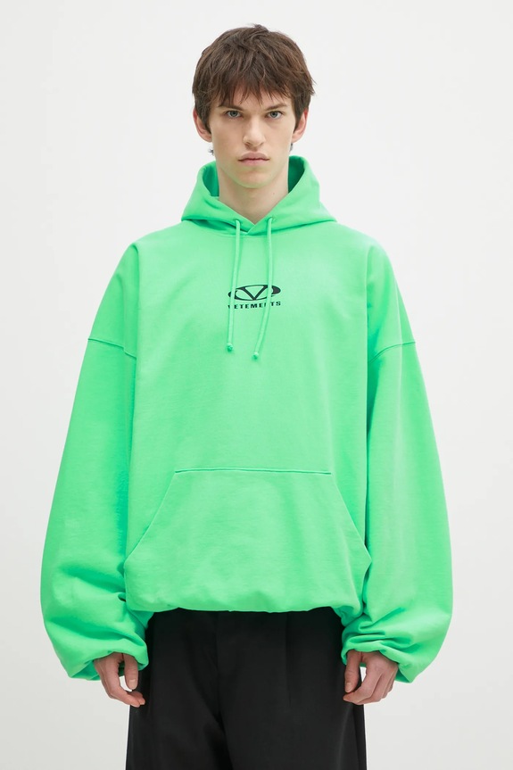 Dukserica VETEMENTS Oval Logo Cropped Boxy print zelena UA66HD600E