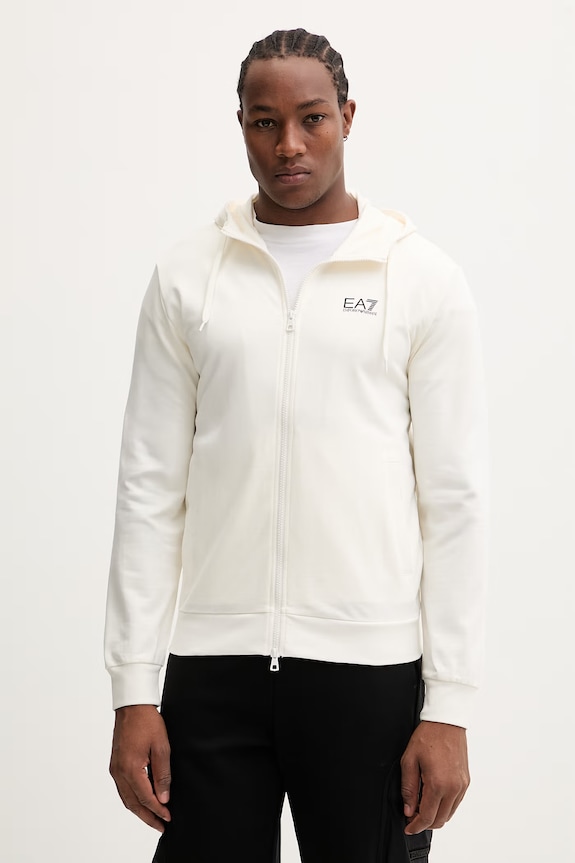 Памучен суичър EA7 Emporio Armani памук бежов PJVRZ.8NPM33