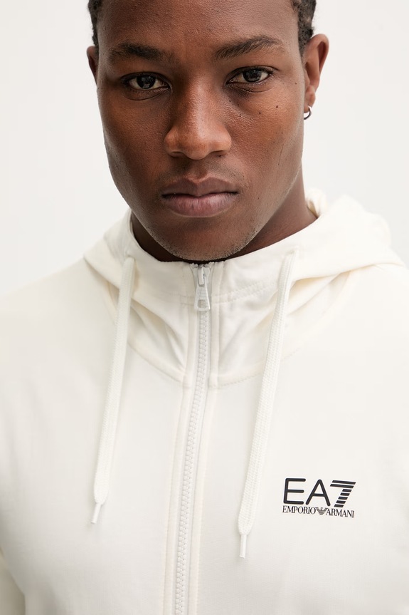 Памучен суичър EA7 Emporio Armani бежов PJVRZ.8NPM33