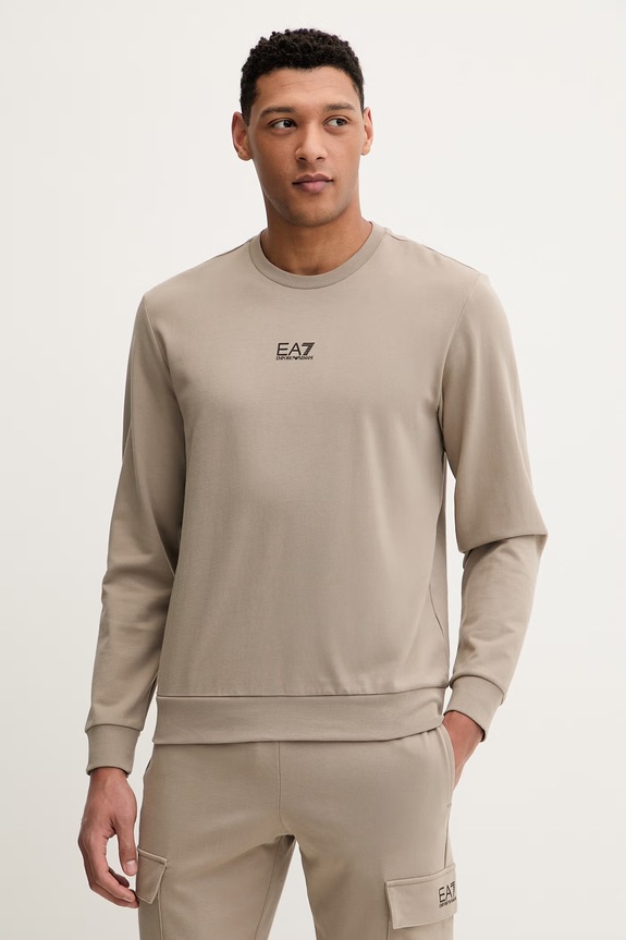 Хлопковая кофта EA7 Emporio Armani хлопок коричневый PJVRZ.8NPM30