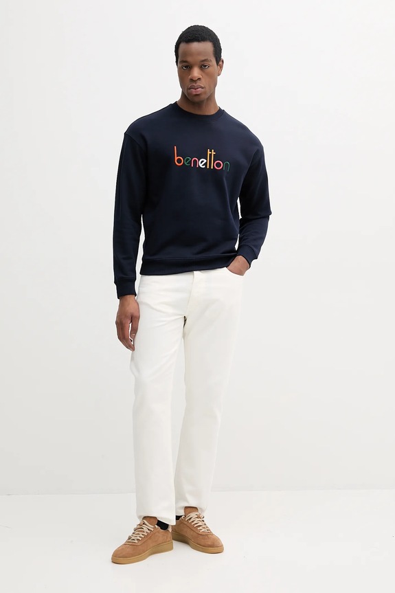United Colors of Benetton felpa in cotone 3FWYU109S blu navy SS25