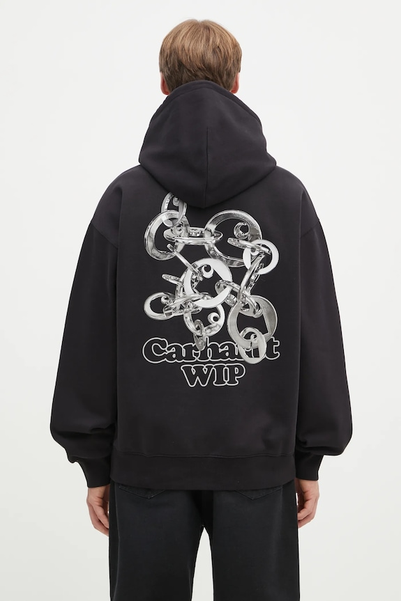 Carhartt WIP cotton sweatshirt Hooded Charm Link Sweat cotton black I034423.0M406