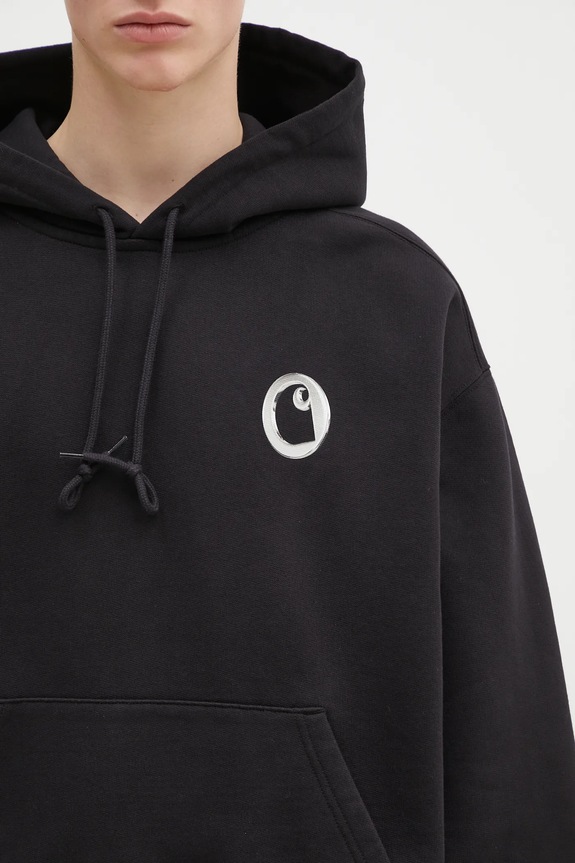 Carhartt WIP cotton sweatshirt Hooded Charm Link Sweat black I034423.0M406