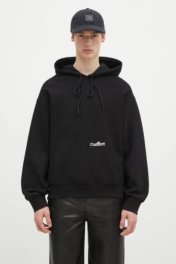 Carhartt WIP cotton sweatshirt Hooded Label Script Sweat cotton black I034430.89XX