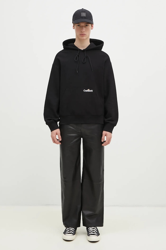 Carhartt WIP cotton sweatshirt Hooded Label Script Sweat black I034430.89XX